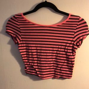 Pink & Black Stripped Crop Top size S